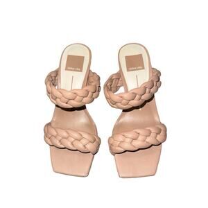Dolce Vita Womens Paily Heels Leather Braided Sandal Peach Stella 5.5‎